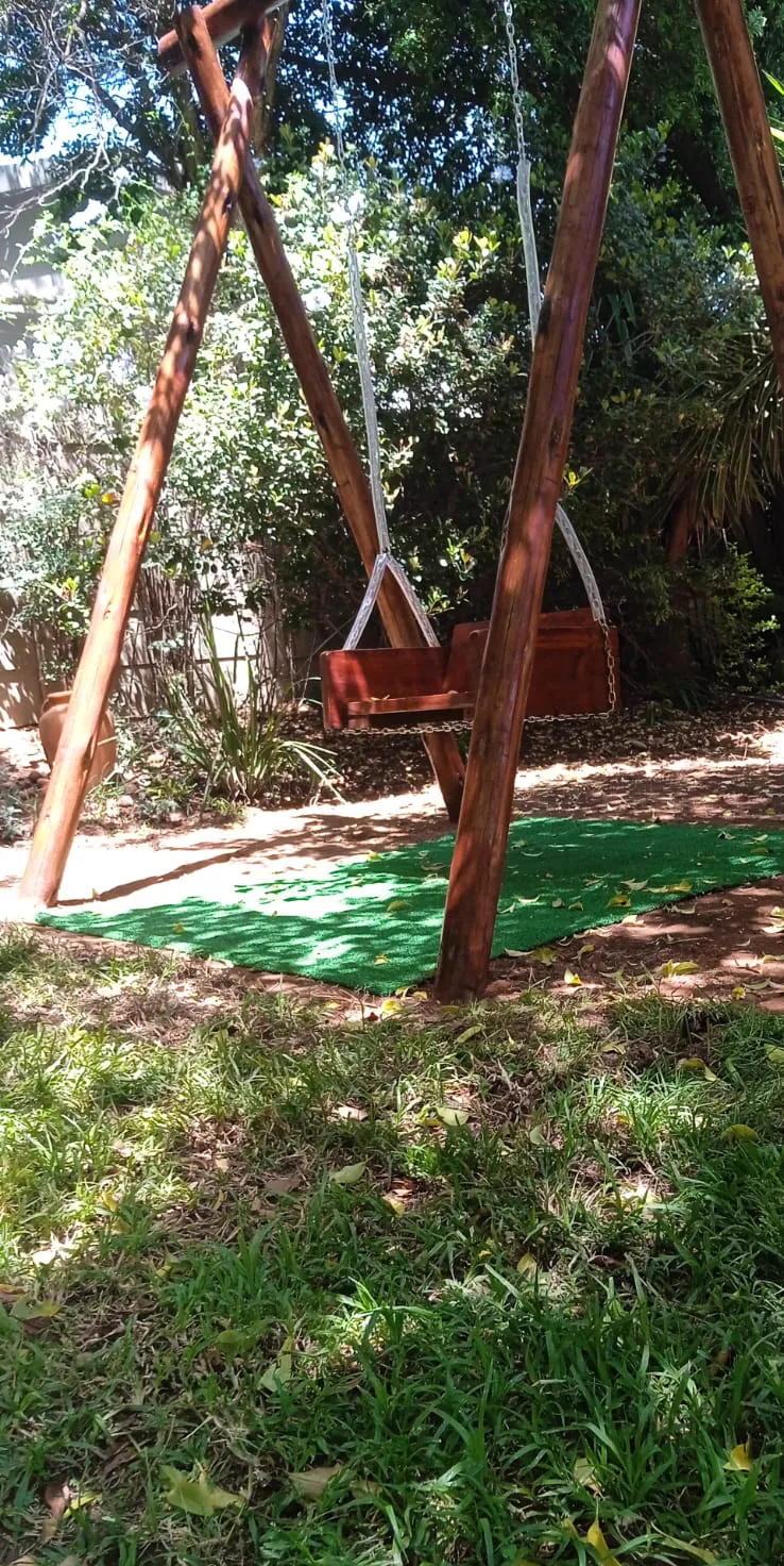 Garden swing build in progress — timber frame before finishing